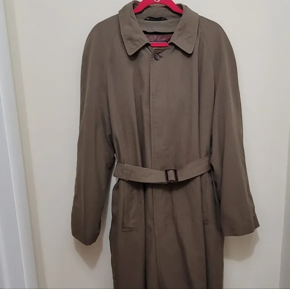 Vintage Mens CHRISTIAN DIOR Trench Coat Jacket Belted + Lining Brown Size 40